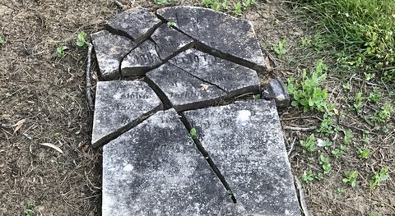 A headstone remains in pieces at the Mare Island Naval Cemetery. A petition has circulated online that aims to bring the cemetery into the hands of the VA. Mare Island