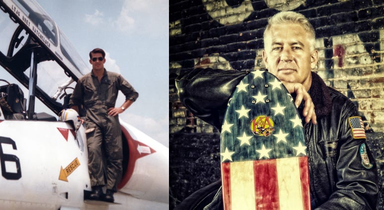 Mike Maloney during his time in the Navy and currently as founder of KOTA longboards Mike Maloney former Navy fighter pilot and founder of KOTA Longboards