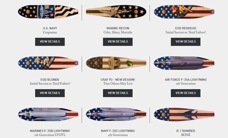 KOTA Longboards offers dozens of stock military-themed designs and custom orders KOTA Longboards offers military designs and custom ordered skateboards