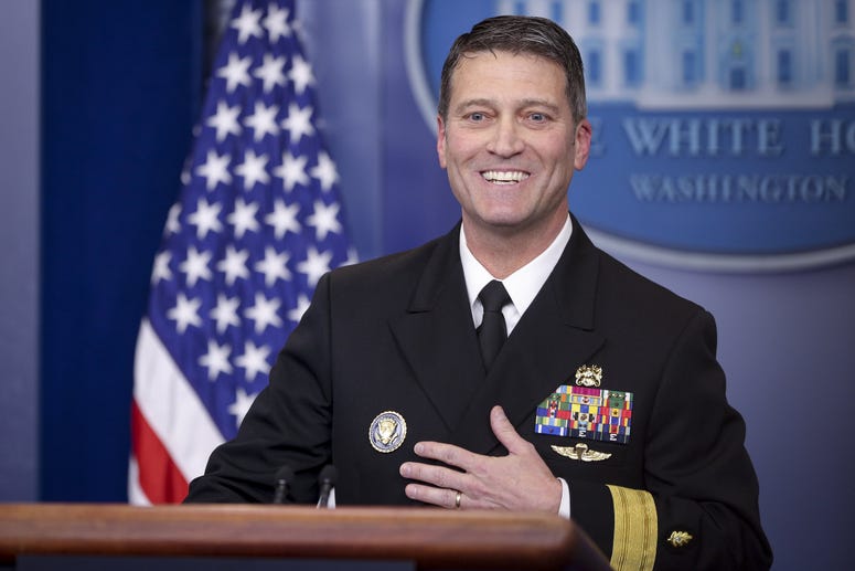 White House, Presidential physician Ronny Jackson answers question about U.S. President Donald Trump's health after the president's annual physical during the daily briefing at the White House in Washington, DC January 2018.