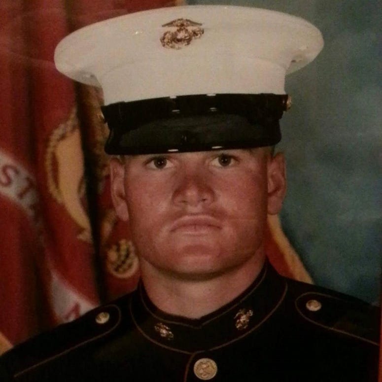 Brian Tally in a Marine Corps uniform.