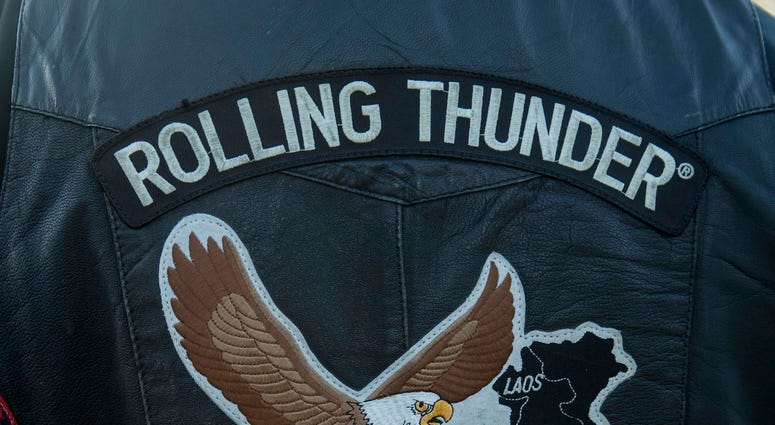 A photo of a logo for the Rolling Thunder Motorcycle Association who sponsored the Onslow County Veteran’s Day parade in Jacksonville, N.C., Nov. 3, 2018. The parade was observed by veterans, service members and residents of Jacksonville and showed suppor