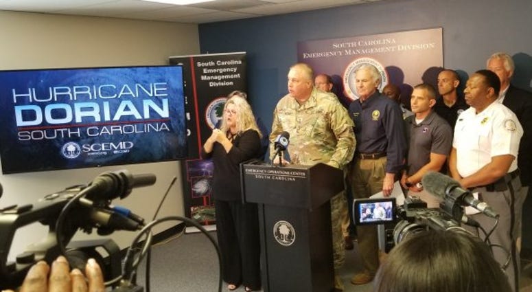 U.S. Army Maj. Gen. Van McCarty, the adjutant general for South Carolina, provided an update on the South Carolina National Guard in response to Hurricane Dorian during a press conference with South Carolina Gov. Henry McMaster. Dorian