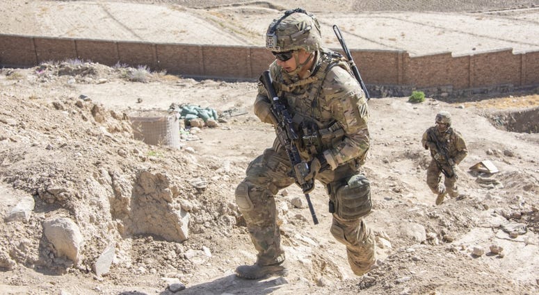 Soldiers with the 3rd Infantry Division provide extra security for a 1st Security Force Assistance Brigade advisor mission during an Afghan-led operation near Kabul, Afghanistan, Sept. 16, 2018.