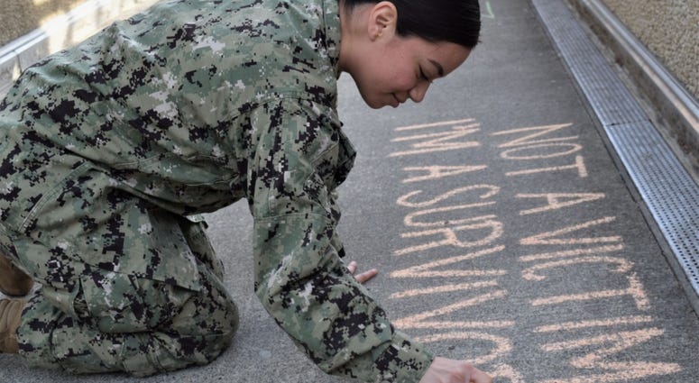 Naval Hospital Bremerton's (NHB) annual Chalk the Walk display on April 2, 2019, held in conjunction with April designated as Sexual Assault Awareness and Prevention Month. SexualAssaultSurvivor