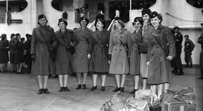 First Contingent of WAC's for Tokyo Duty: A group of newly arrived WAC officers, part of the first group of over 200 officers and enlisted personnel to be assigned to headquarters and service group. Women's Army Corps new officers