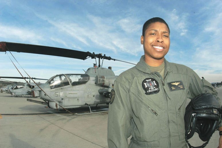 First Lt. Vernice Armour, a Super Cobra pilot with Marine Light Attack Helicopter Squadron 169, is the Department of Defense's first female African-American combat pilot and was the first African-American female naval aviator in the Marine Corps.