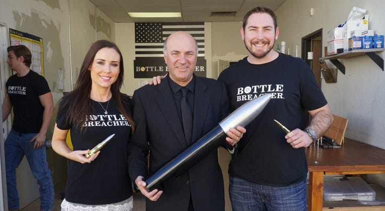 Jen and Eli Crane of Bottle Breacher with Shark Tank's Kevin O'Leary. Both O'Leary and Mark Cuban invested in the Cranes company on the hit ABC show.