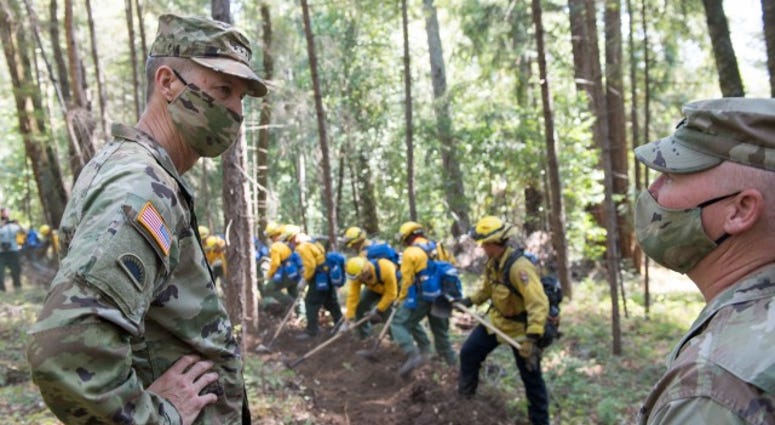 Rescue missions and support to civil authorities fighting wildfires were the focuses of West Coast troop visits by the National Guard’s highest-ranking general and his senior enlisted advisor this week.