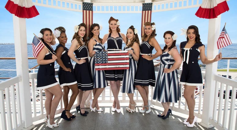 Veterans Jacqlyn Cope (USAF), Tess Rutherford (USMC), Jennifer Brofer (USMC), Shannon Corbeil (USAF), Jennifer Marshall (Navy), Fernanda Miranda (Army), Megan Martine (USMC), Dianna Wilson (Army) and Melanie Felix (Army) are models for the 2019 C