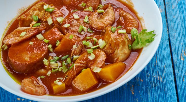 A bowl of Louisiana seafood gumbo.