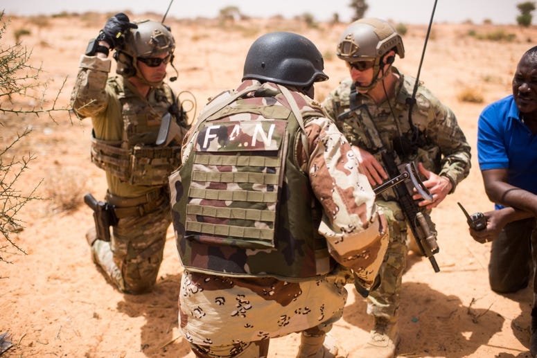 Nigerien Armed Forces conduct a key leader engagement training with 20th Special Forces Group during Flintlock 18 in Niger, Africa on April 16, 2018.