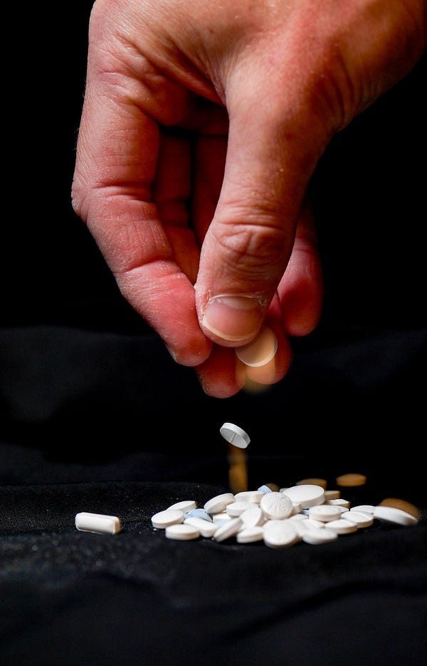 Four different type of opioids are photographed in Nashville, Tenn., Tuesday, Oct. 2, 2018