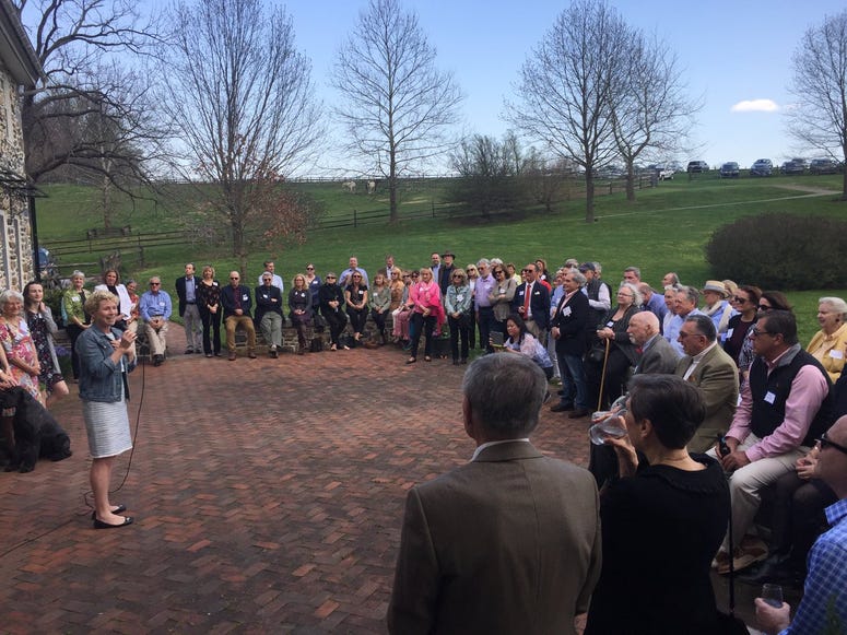 Chrissy Houlahan speaks at a campaign event in Unionville, PA