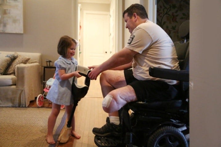 Kids are caregivers too: For Sarah and Michael’s daughters, helping their dad is a part of every day life. Kids are caregivers too: For Sarah and Michael’s daughters, helping their dad is a part of every day life.