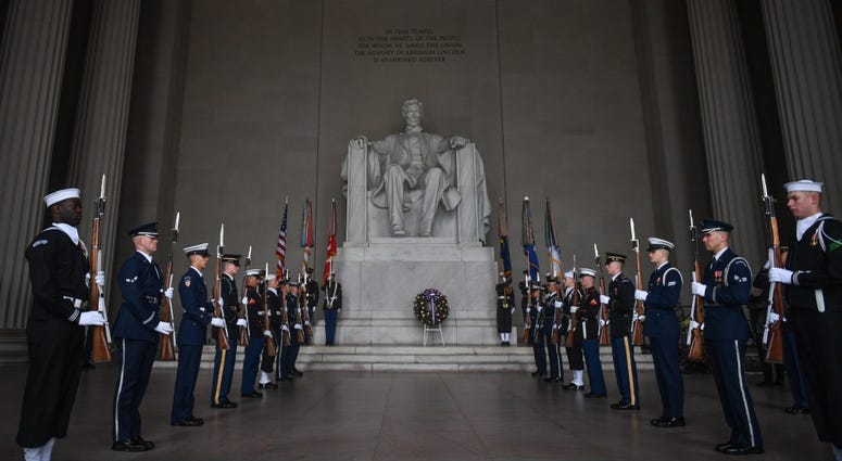 U.S. Army Lt. Gen. Joseph M. Martin, director of the Army Staff, lays a wreath during the Armed Forces Full Honor Wreath Ceremony in honor of President Abraham Lincoln's 210th birthday at the Lincoln Memorial in Washington, D.C., on Feb. 12, 2019.