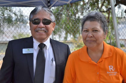 Vallejo Mayor Bob Sampayan poses with Tina Chechourka, a volunteer coordinator with Solano County.