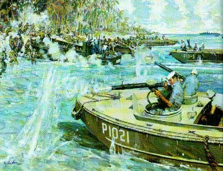 A painting of Douglas Munro and his heroic actions that saved Marines at Guadalcanal A painting of Douglas Munro and his heroic actions that saved Marines at Guadalcanal