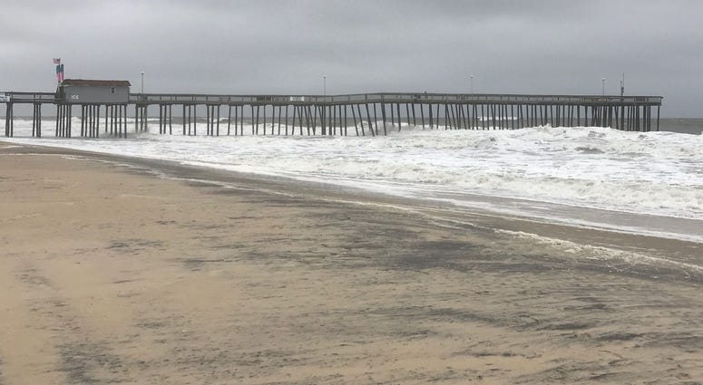 Rough surf is seen in the Ocean City, Maryland, inlet on Monday, Sept. 10, 2018, ahead of Hurricane Florence, which is is expected to make landfall later this week, possibly in North Carolina.