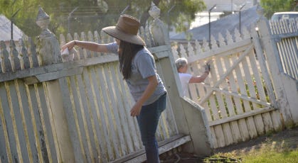 Volunteers participate in a National Day of Service on Sept. 11 2017 to clean up the Mare Island Naval Cemetery in Vallejo, Calif.