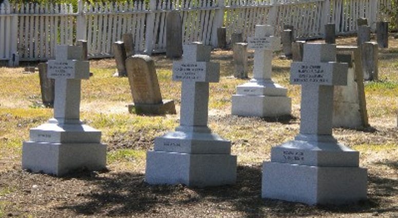 New granite crosses placed by Russian diplomats at Mare Island Naval Cemetery.
