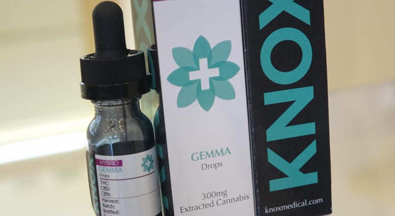 Knox Medical products are seen during the marijuana dispensary opening on Tuesday, Nov. 14, 2017, in Lake Worth, Fla.
