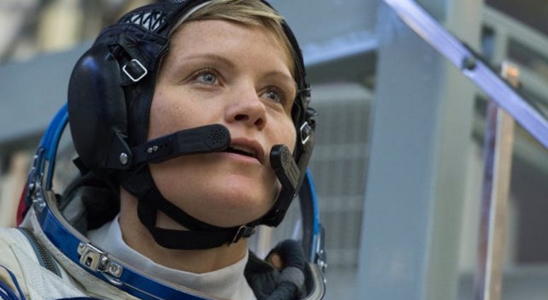 U.S. Army Astronaut Lt. Col. Anne McClain is captured in this photo during a media opportunity while serving as backup crew for NASA Expedition 56 McClain