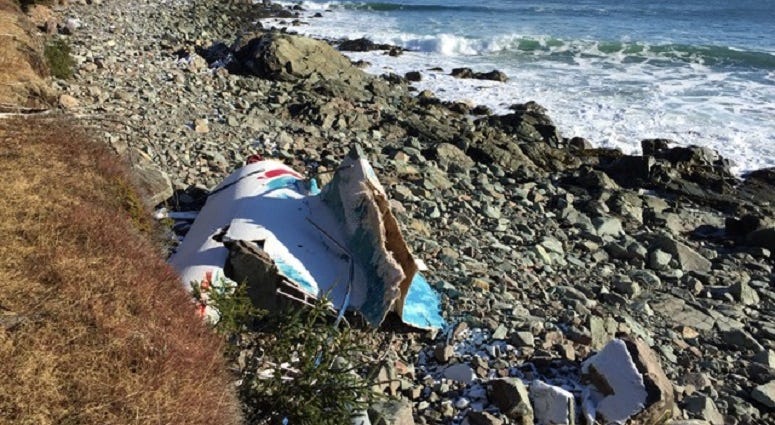 Following a winter storm, the wreck of sailing vessel Liberty was mostly destroyed, leaving scattered debris along a quarter-mile stretch of Cape Breton island's east coast