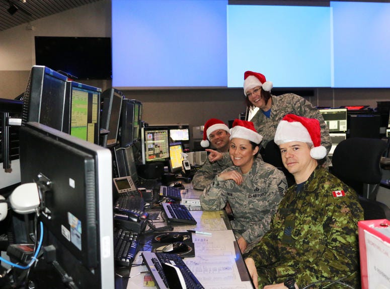 New York Air National Guardsmen and their Canadian counterparts at the Eastern Air Defense Sector train to support NORAD's annual Santa tracking operation.