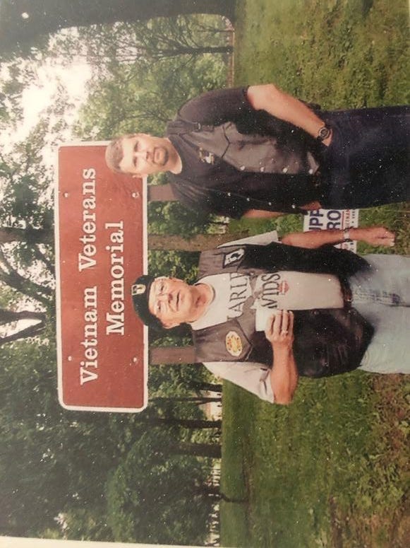 Gary Brinson and his father at their first Rolling Thunder