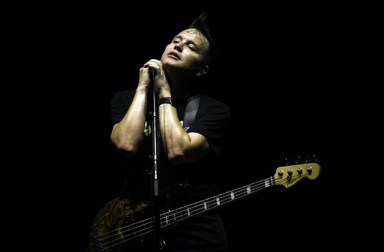 Blink-182 singer Mark Hoppus performs at Perfect Vodka Amphitheater August 5, 2016.