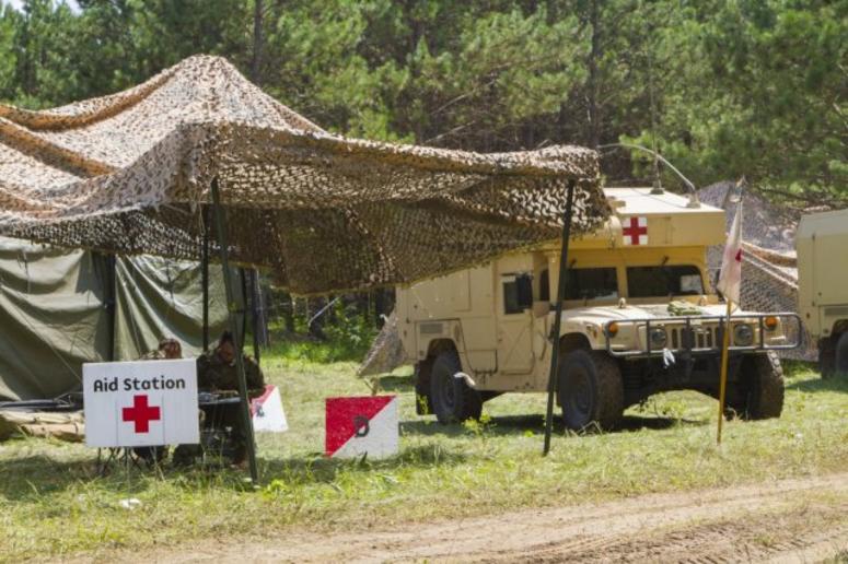 The squadron aid station with Headquarters and Headquarters Troop, 1st Battalion, 113th Cavalry Regiment, 2nd Infantry Brigade Combat Team, 34th Infantry Division, Iowa Army National Guard (IANG). MedicHeadquarters