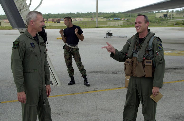 Then-Lt. Col. Rob Maness (right) at Andersen AFB on Guam in 2003.
