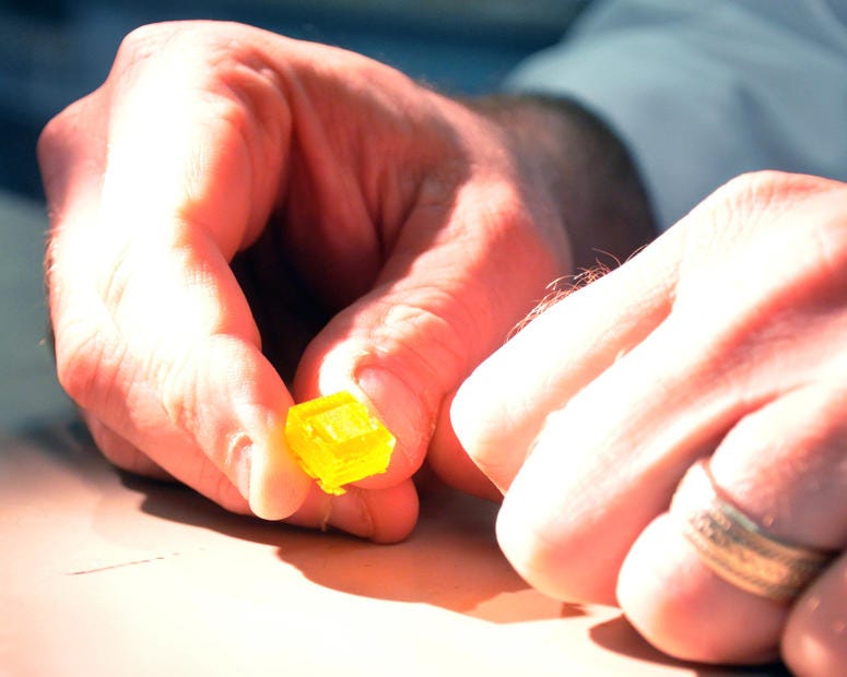 Potkay works with a test print of artificial capillaries that will be part of a 3D artificial lung now in production.