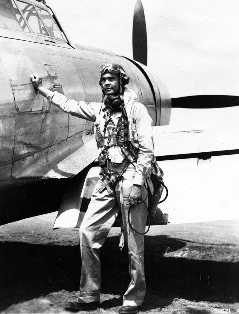 Benjamin O. Davis, Jr, leading the Tuskegee Airmen