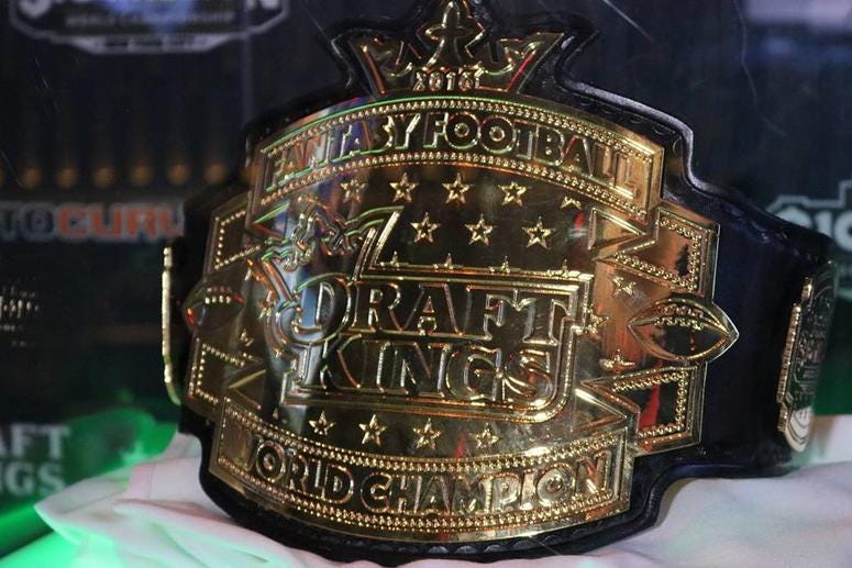 DraftKings is a daily fantasy site known for handing out large cash prizes, and even a championship belt to successful competitors.