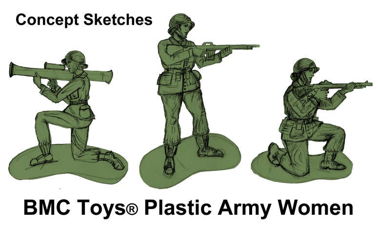 BMC Toys design of Little Green Army Women. Armywomentoys