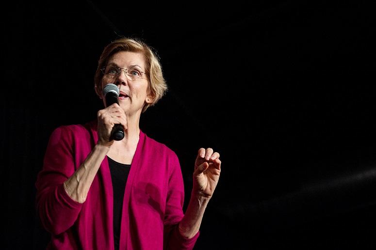 Elizabeth Warren, a senator from Massachusetts, speaks to a crowd of people on Saturday, Jan. 5, 2019, in Des Moines, just days after forming a presidential exploratory committee.