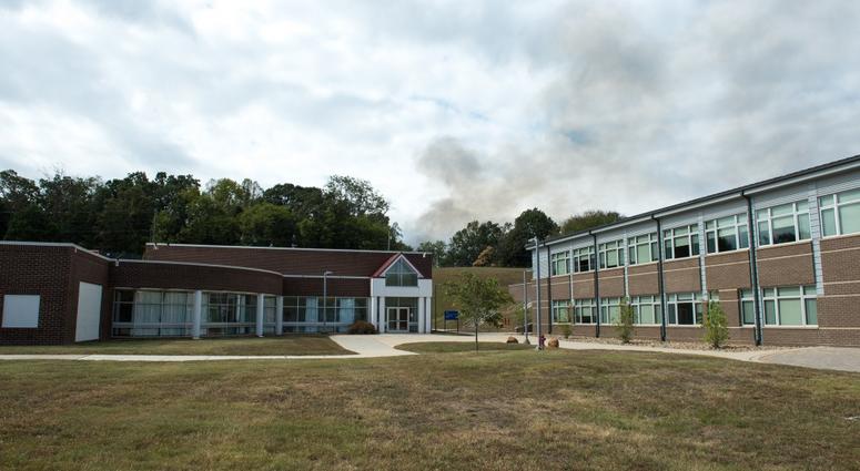 A brush fire at approximately 3:15 p.m., EDT, as seen from the I.G. Brown Training and Education Center campus on McGhee Tyson Air National Guard Base in Louisville, Tenn., September 23, 2019. McGhee Tyson