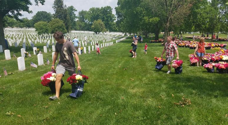The Memorial Day Flower Foundation brings blooms to Arlington National Cemetery graves. MemorialDayFlowers