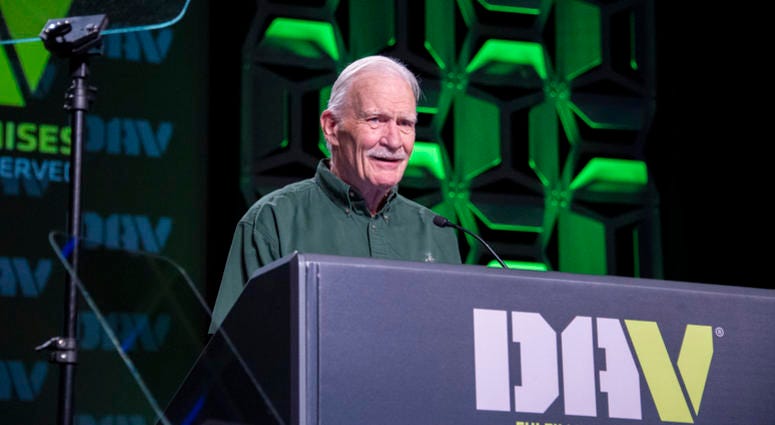 Retired Marine Capt Dale Dye accepts the 2019 DAV bugle award during the DAV National Convention in Orlando Florida Retired Marine Capt Dale Dye accepts the 2019 DAV bugle award during the DAV National Convention in Orlando Florida