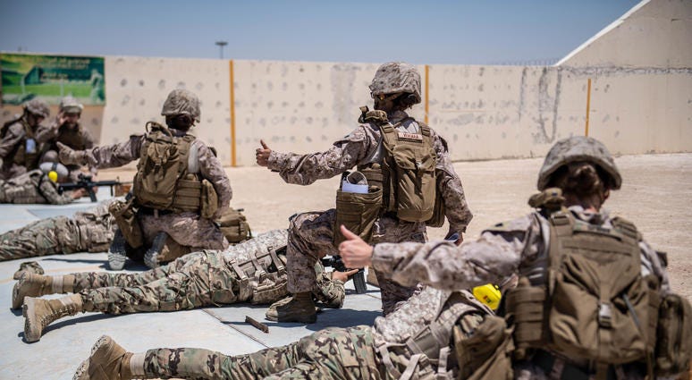 JORDAN (July 28, 2019) Marines assigned to the 11th Marine Expeditionary Unit (MEU) Female Engagement Team give the ready signal during a live-fire exercise with the Jordan Armed Forces Quick Reaction Force Female Engagement Team as part of a subject matt McSally, Houlahan, Introduce Breast Cancer Screening Bill for Military Women