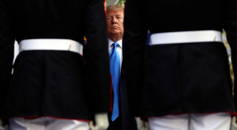 President Donald Trump attends the New York City Veterans Day Parade at Madison Square Park in New York, Monday, Nov. 11, 2019
