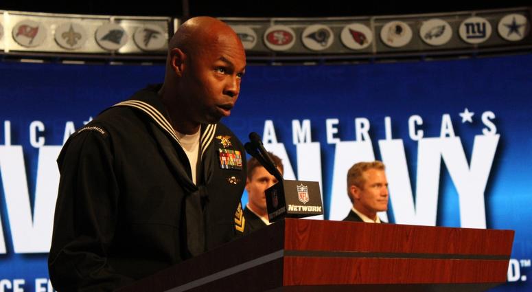 Special Operator 1st Class (SEAL) Floyd Mclendon announces the 84th overall selection in the Third Round of the 2013 NFL Draft at Radio City Music Hall. Special Operator 1st Class (SEAL) Floyd Mclendon announces the 84th overall selection in the Third Round of the 2013 NFL Draft at Radio City Music Hall.