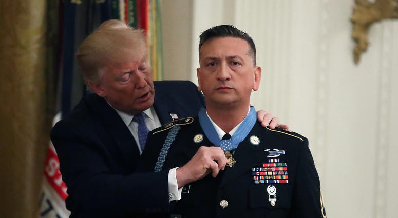 Staff Sgt. Bellavia receives the nation’s highest military honor, the Medal of Honor. Mark Wilson/ Getty Images