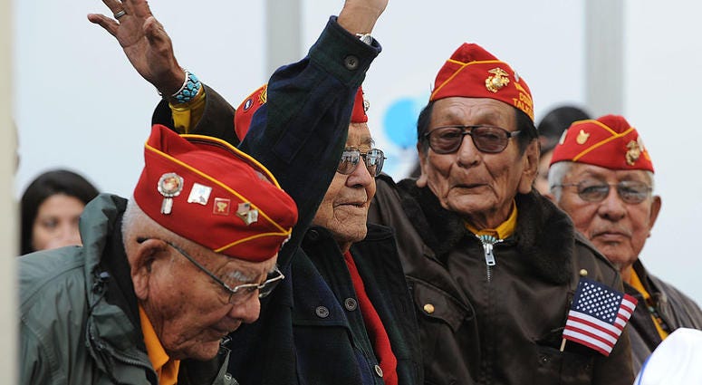 A group of Navajo Code Talkers attends the 2011 Citi Military Appreciation Day event to honor U.S. veterans and current service members at Citi Pond in Bryant Park on November 11, 2011 in New York City. NativeVeterans