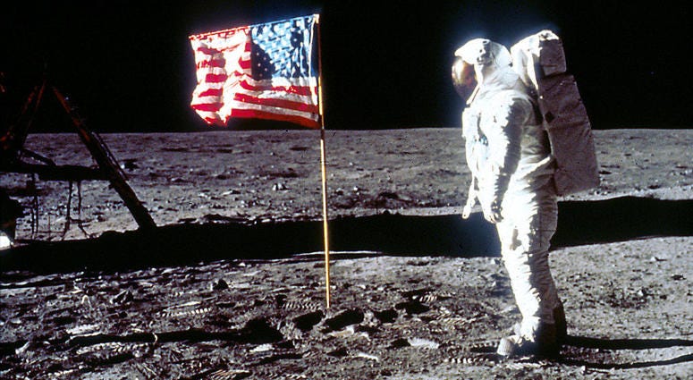 Buzz Aldrin lands on the moon. Buzz Aldrin lands on the moon.