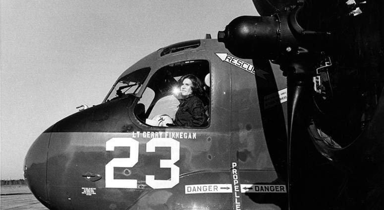 VIRGINIA BEACH, Va. (Jan. 9, 1975) Ensign Rosemary Conaster (later Mariner), assigned to Fleet Composite Squadron (VC) 2, prepares for a flight in a Grumman S-2 Tracker antisubmarine aircraft at Naval Air Station Oceana in Virginia Beach, Virginia, Jan. 9