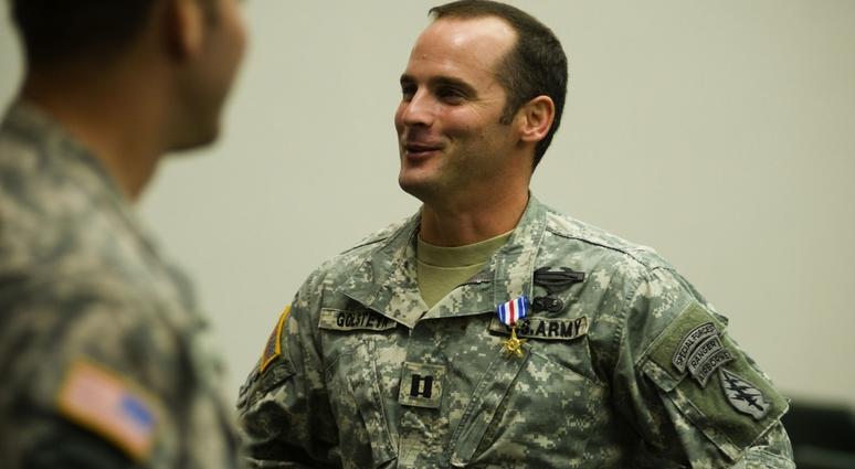 Capt. Matt Golestyn is presented with the Silver Star, which has since been rescinded
