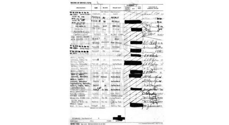 Service record of Nathan Phillips aka Nathan Stanard
